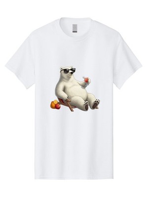 Polar-Bear-Relaxing Mens Graphic Tee, 100% Cotton, Casual Summer Wear