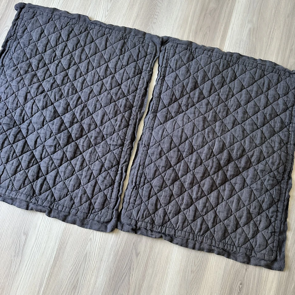 2 Pottery Barn Belgian Flax Linen Diamond Quilted Sham Standard Gray - Изображение 2 из 4