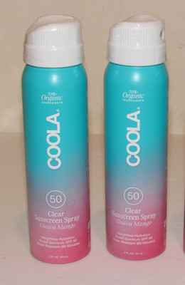 2 Coola Clear Sunscreen Spray GUAVA MANGO SPF 50 2 Oz 60 mL EACH Travel Size