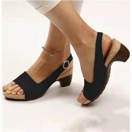 Open Toe Ladies Womens Light Wedges Summer Comfy Cushioned Sandals Shoes - Picture 12 of 19