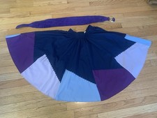 Vintage Malco Modes Blue  Purple Square Dance Skirt- Sz S- Purple Velvet Belt