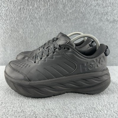 Hoka Bondi SR Womens Size 8 D Wide Black Leather Slip Resistant Work Shoes