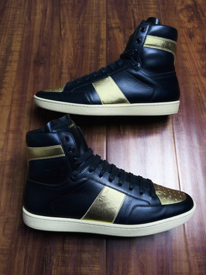 Saint Laurent Court Classic SL10H Black Gold High Mens Sneakers - Size 42SL 9US