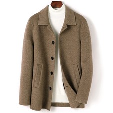 Winter Men's Wool Coat Single-breasted Lapel Collar Business Casual Jackets