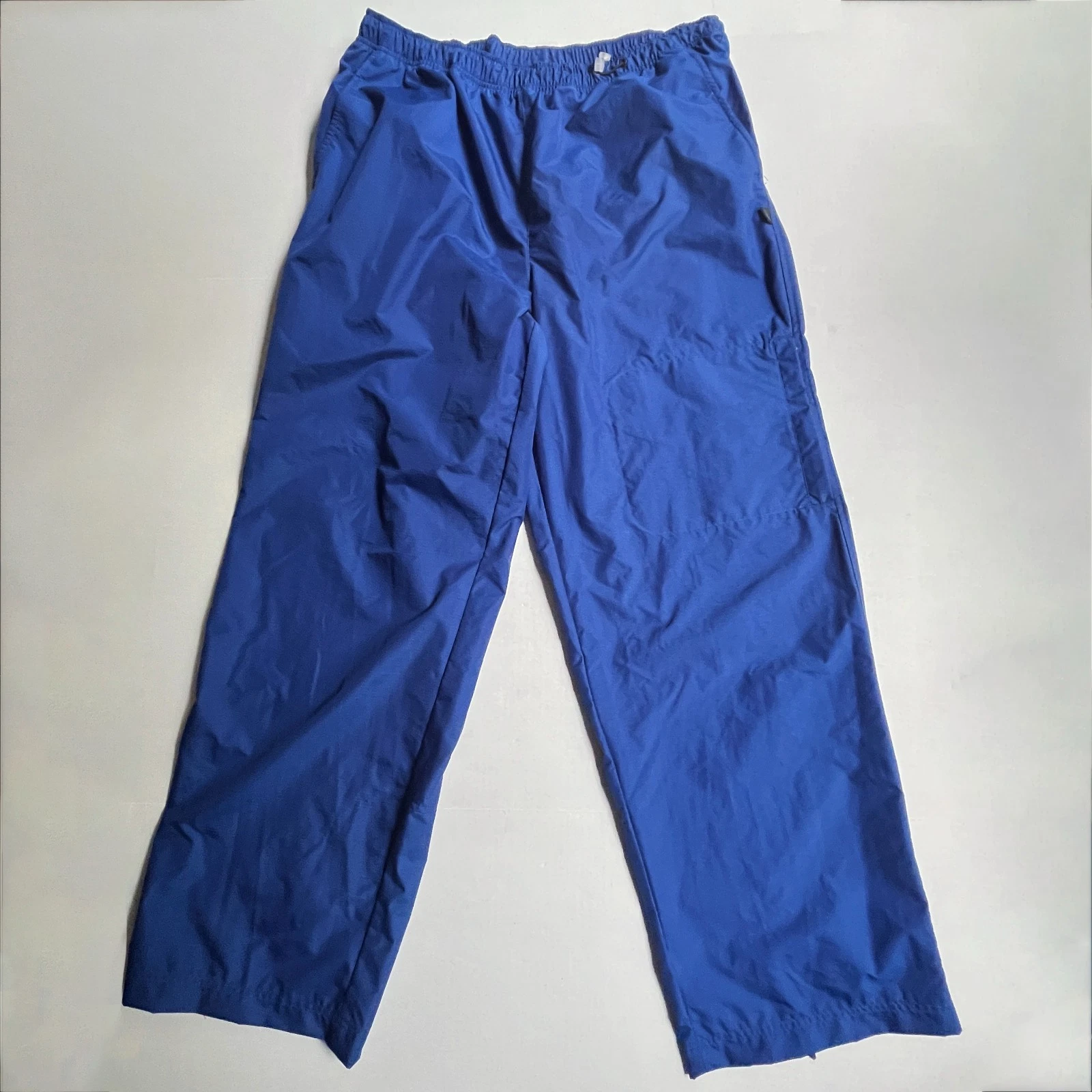 Vintage Nike Track Pants Nylon 2XL Wide Leg Y2K Windbreaker Baggy Silver Tag Blu