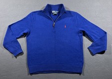 VTG Polo Ralph Lauren 1/4 Zip Pullover Sweater Mens Large Royal Blue Red Pony