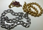 Vintage 3 Monet Gold Silver Chain Aurora Borealis Dangle Beads Pendant Necklace — photo 2