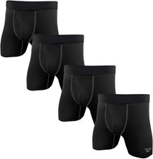 Reebok Men's Boxer Briefs - 4 Pack 6'' Inseam Stretch Performance Underwear Quic