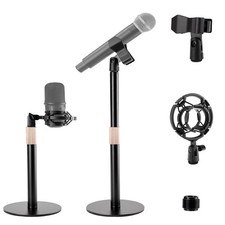 Desk Microphone Mic Stand, Adjustable Height Table Microphone Stand with Univ...