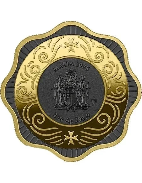 2025 Malta 2 oz Silver Ruthenium & Gold Gilded Maltese Ox Germania Mint