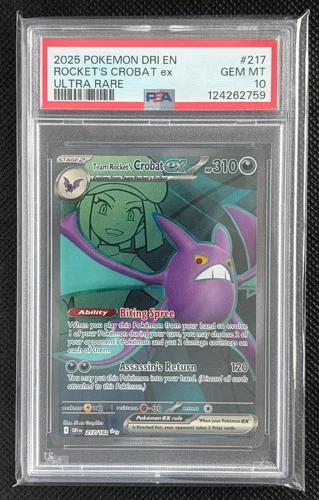 2025 POKEMON DRI EN DESTINED RIVALS #217 TEAM ROCKET'S CROBAT EX PSA 10