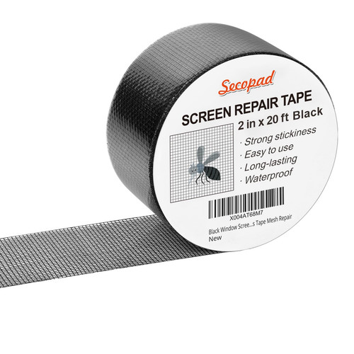 Black Window Screen Repair Tape, 2IN X 20FT Screen Repair Kit for Windows or ...