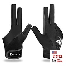 Billiard Pool Gloves for Left Hand 3 Finger, Splicing Process, Large Black