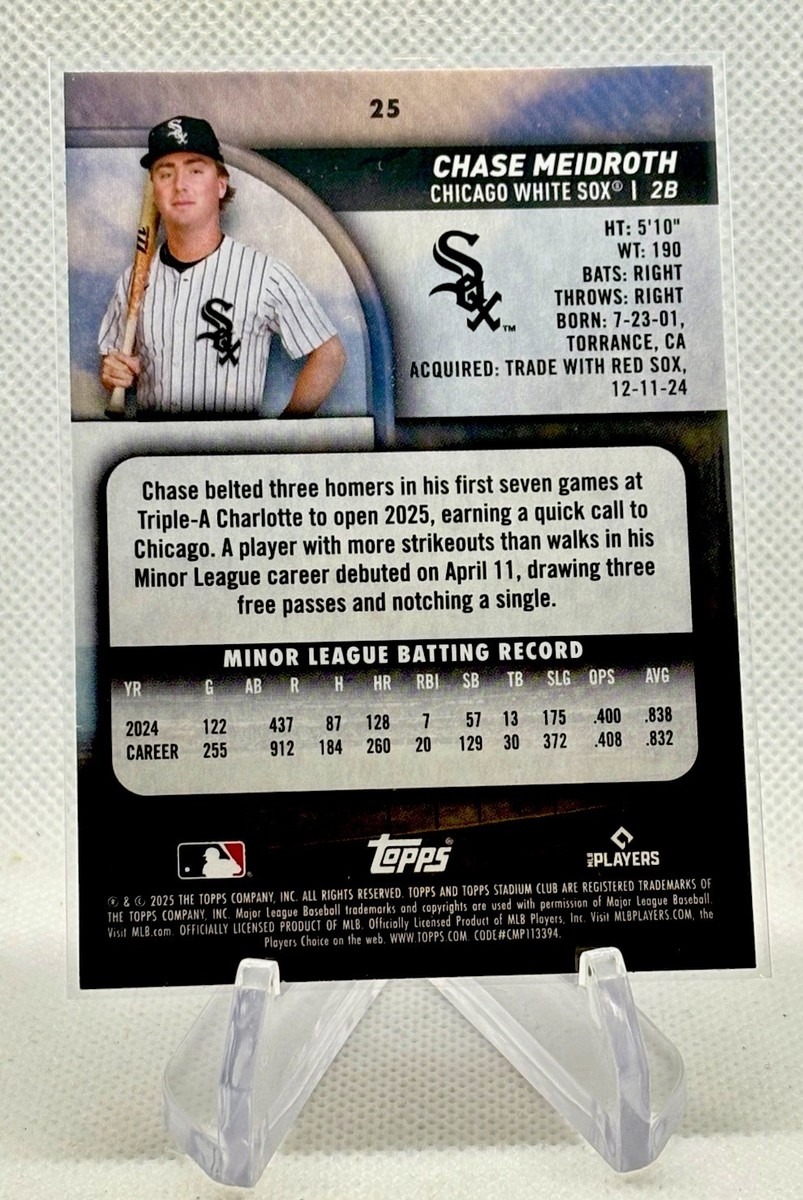 2025 Topps Stadium Club Chase Meidroth Base Rookie Card #25