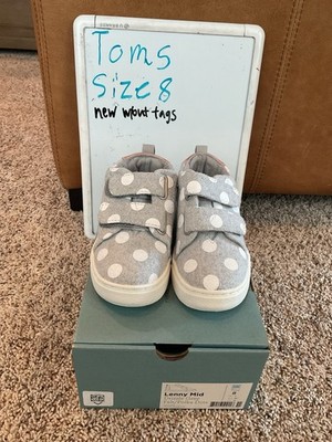 Tiny Tom s Lenny Mid Drizzle Grey Felt Polka Dots Size 8