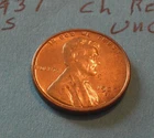 1937 S     CHOICE RED UNCIRCULATED   WHEAT CENT  #4  HARDER TO FIND IN RED UNC