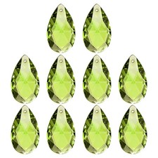 K9 Crystal Pendants Teardrop Beads, 10 Pack 38mm Chandelier, Olive Green