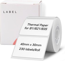 NIIMBOT Labels for B1/B21/B3S Maker, 40x30mm, White--1.57" X 1.18"