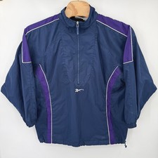 Reebok Windbreaker Mens XL Navy Blue Quarter Zip Colorblock Vintage Sport