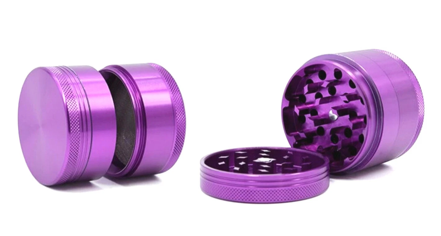 Pack of 2 Small Purple Grinders 4 Piece Metal Tobacco Grinders 40mm Grinders