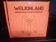 Welkinland 2 Inch Men's Heavy Duty Suspenders Black With Hooks For Jeans