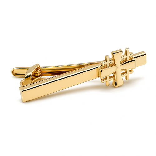 Gold Jerusalem Cross Tie Clip Christian Tie Bar Pastor Gift Religious Jewelry - Picture 1 of 11