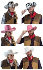 Adults Cowboy Cowgirl Hat Wild West Western Fancy Dress Costume Accessory Lot