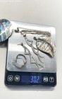 Silver Stamped/Unstamped Chain-Pendant-Brooch-Earrings-Ring (4 Pcs) Weight 30.2g — photo 7