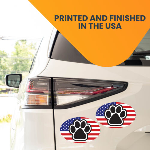 American Flag With Paw Print Oval Magnet Decal, 4x6 Inches, Automotive 2 Pack - Picture 3 of 7