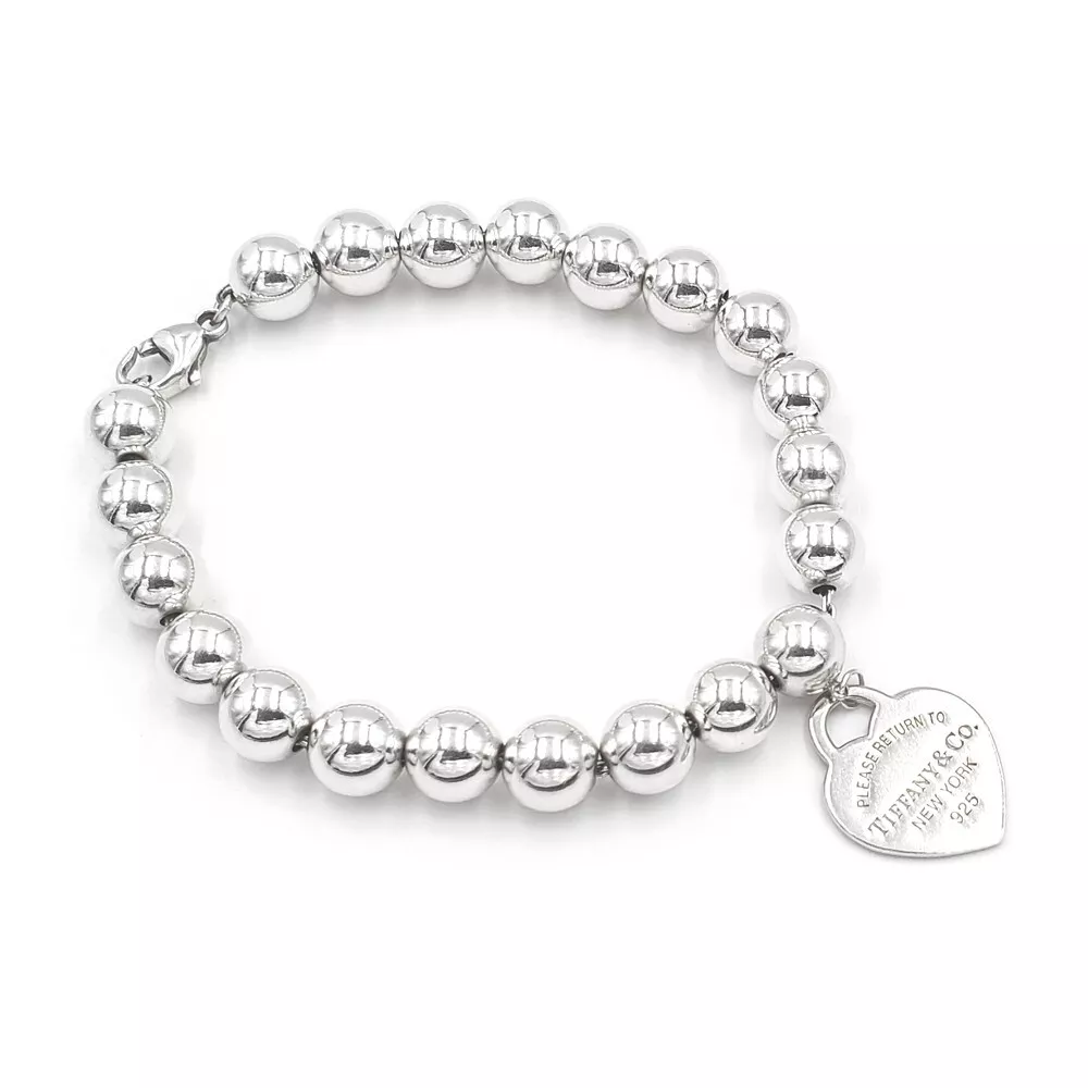 Tiffany sterling hotsell silver beaded bracelet