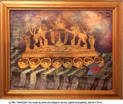 Jewish Art Judaica Original Canvas Contemporary Korzeniak Israel Hanukkah Ebay