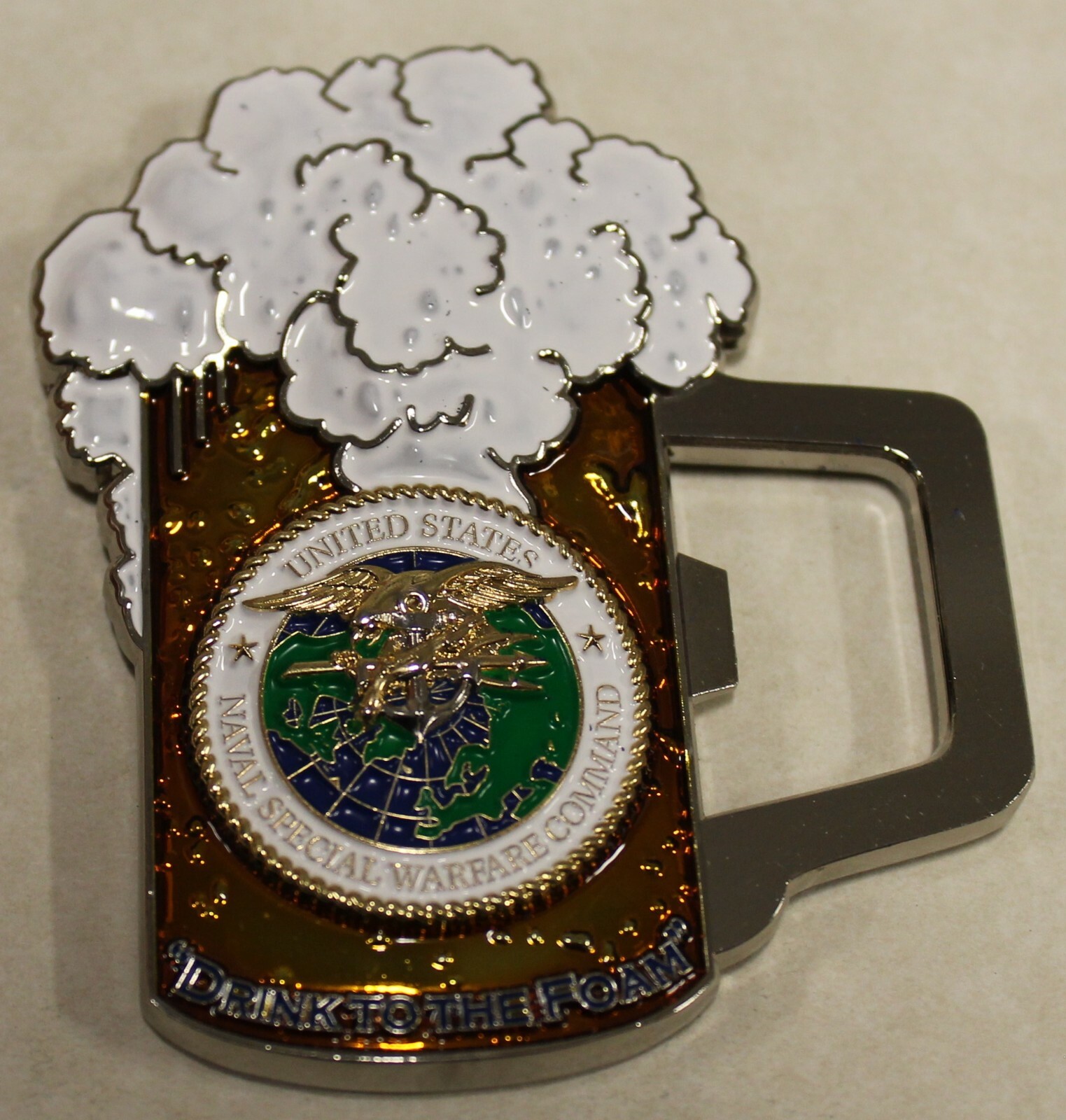 Navy SEALs Beer Mug with Chiefs Mess Challenge Coin  -image