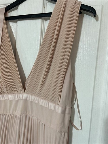 asos pale pink pleated full length maxi dress size 14 - Picture 3 of 9