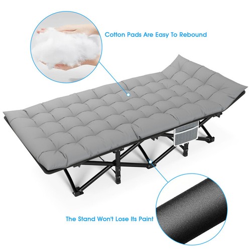 Folding Sleeping Cot Guest Bed Portable Camp Cots with Mat For Travel Outdoor - Picture 17 of 29