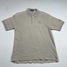 Vintage Ashworth Shirt Men’s Medium Gray White Stripe Short Sleeve Polo USA Made