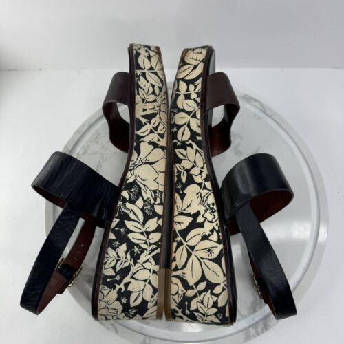 Cole Haan Cambon Women Floral Platform Wedge Black Double strap Sandals Size 8.5 - Picture 3 of 7