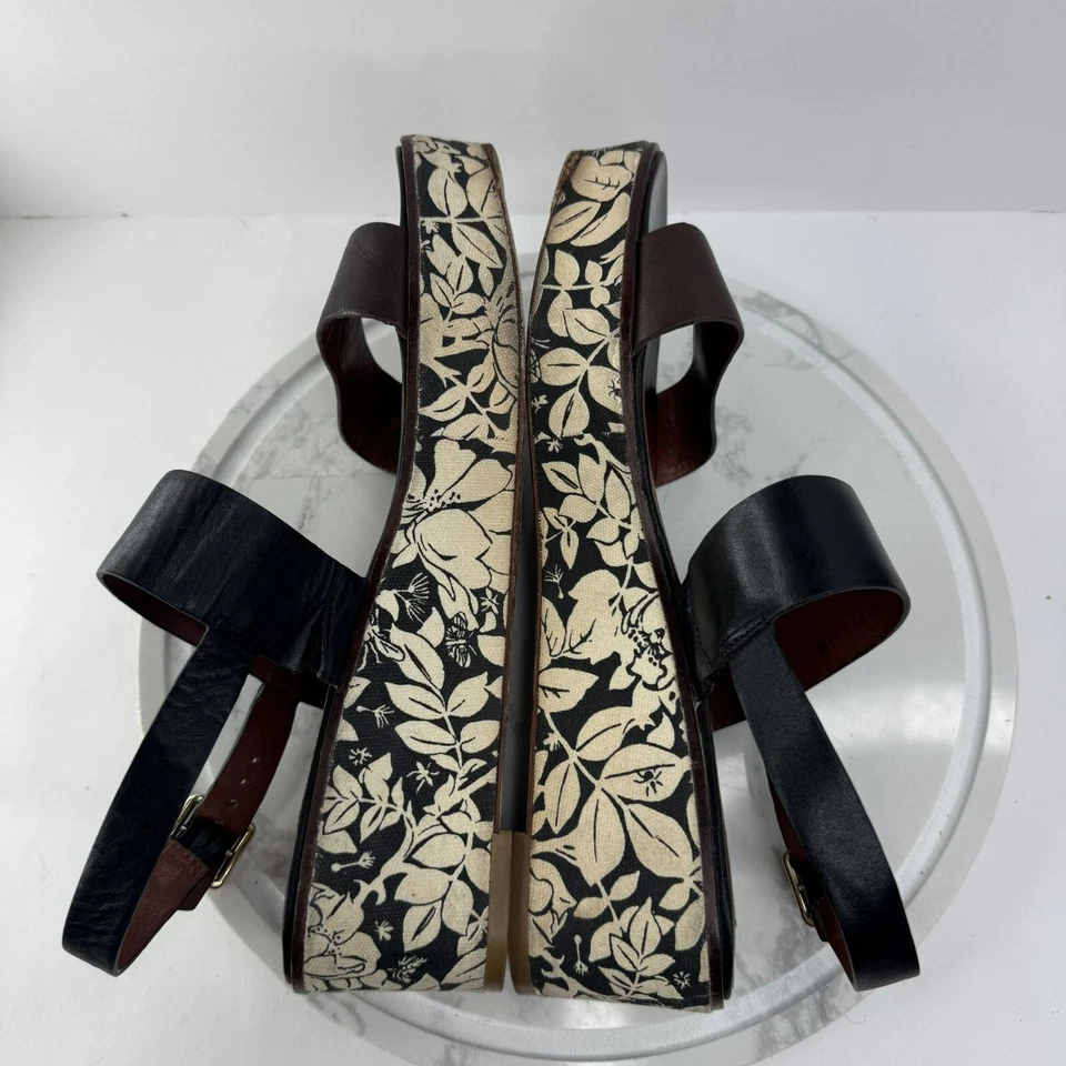 Sandalias Cole Haan Cambon Mujer Plataforma Floral Cuña Negras Doble Correa Talla 8.5 Foto 3 de 4