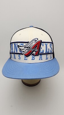 Anaheim Angels New Era Script Panel Snapback Baseball Cap Navy Light Blue OSFM