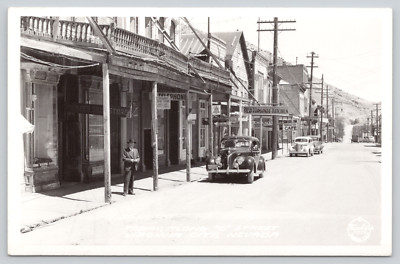 RPPC Virginia City, Nevada, Along C Street, Drug Store, Cafe, Old Cars A809