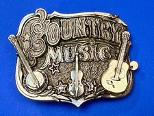 Country Music Guitar Banjo Fiddle Pickers 1982 The Great American Belt Buckle