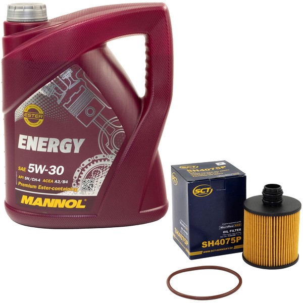 MotoröL Set 5W-30 5 Liter + ÖLfilter SH 4075 P FüR Opel Combo 1.6 2.0 Cdti X12-image