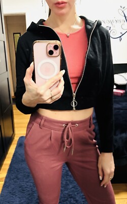 EVEN&ODD Petite Sweatjacke   Schwarz   Kurz   Größe S | Kapuzenjacke, V-Ausschni
