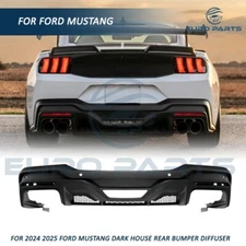 For 24-25 Ford Mustang Dark House Style PP Rear Bumper Lip Diffuser Matte Black