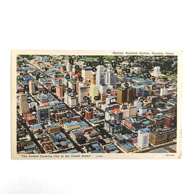 Fastest Growing City in US Business District Houston Texas Vintage Postcard O