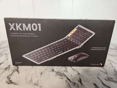 Foldable Keyboard and Mouse, XKM01 Folding 2.4G+Dual Bluetooth, Black Gray