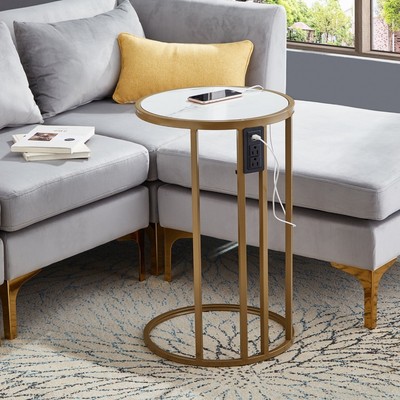 Loft Lyfe Galilea End Table - 2 USB Charging Ports 2 Outlets Power Plug