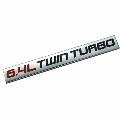 6.4L Twin Turbo Engine Badge – Chrome/Black/Red Metal Emblem For Hood Or Trunk