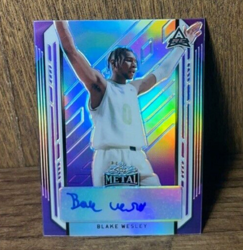 2021-22 Leaf Metal Basketball Blake Wesley RC Purple Rainbow Rookie Auto #4/30