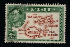 Fiji 1938 1940 1955 King George VI 2d Die II perf 12 SG254 Used