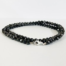 6 mm Certified 16 inches Black Diamond Beads Necklace - Gift Anniversary